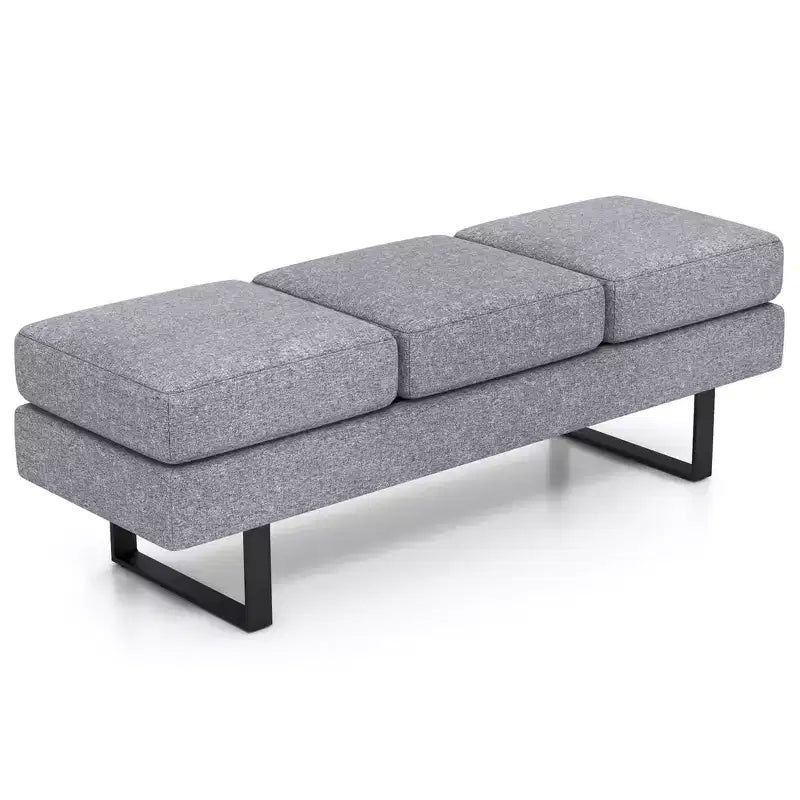 Panca per Sala d'Attesa con Struttura in Metallo e Rivestimento in Tessuto per Reception Nero/Grigio