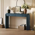 55.1IN Modern Console Table with Wood Grain Finish, Entryway Table with Oval Top and 2 Drawers, Accent Table for Living Room, Foyer, Navy