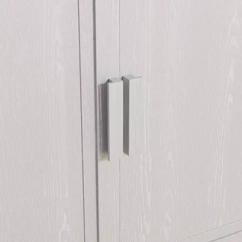 Mobiletto con ante in legno a venatura del legno alte 31 pollici in bianco, Organizer con 2 ante in legno massello per camera da letto, soggiorno/sala da pranzo