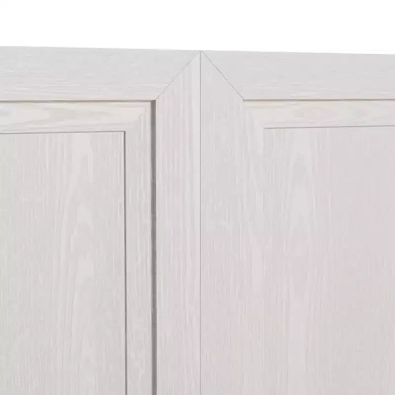 Mobiletto con ante in legno a venatura del legno alte 31 pollici in bianco, Organizer con 2 ante in legno massello per camera da letto, soggiorno/sala da pranzo
