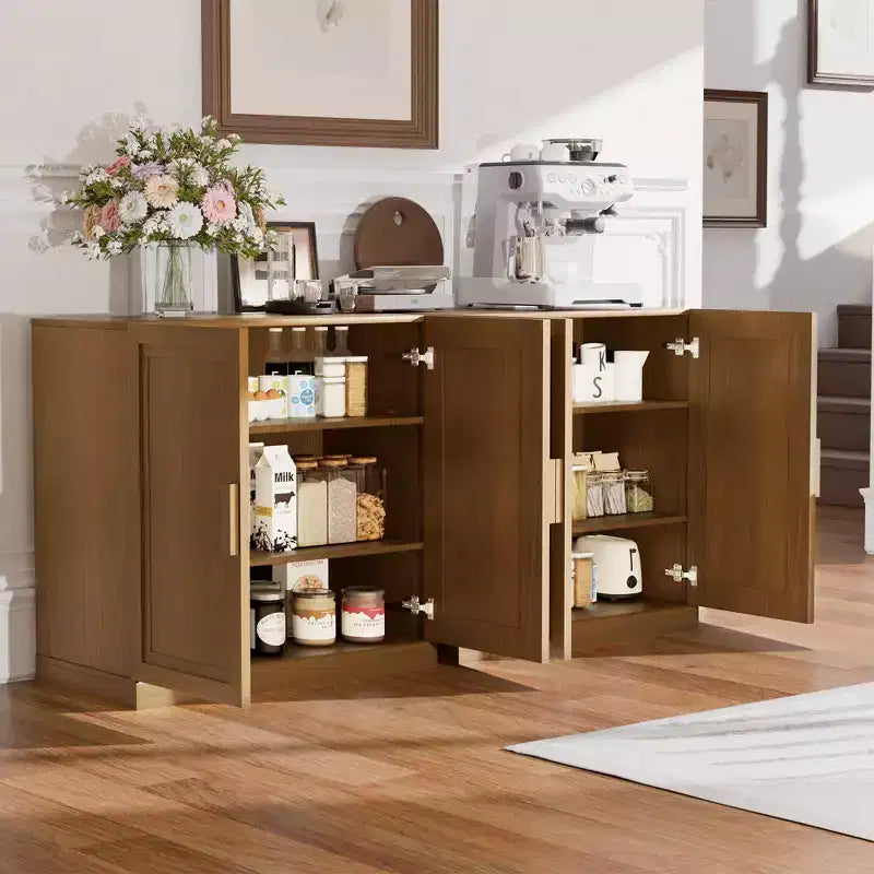 Mobiletto con ante in legno a venatura del legno alte 31 pollici in bianco, Organizer con 2 ante in legno massello per camera da letto, soggiorno/sala da pranzo