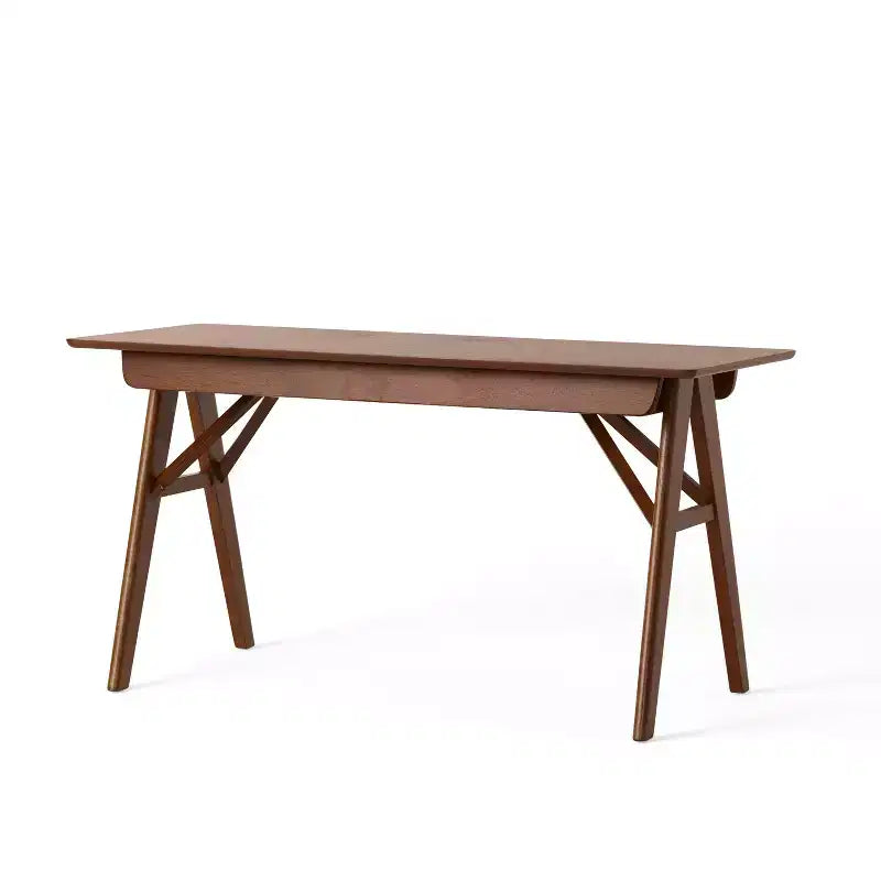 Scrivania moderna da 145 cm con design elegante, scrivania da ufficio con 1 cassetto, scrivania alta per sala lettura, camera da letto, studio, colore noce