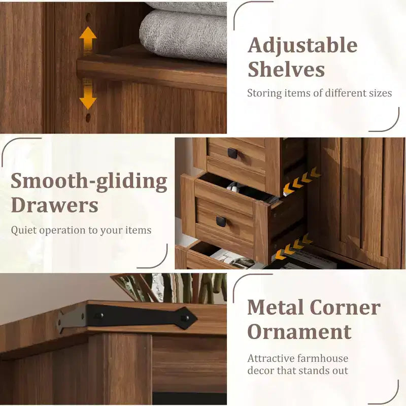 Cassettiera a 5 cassetti, Comò moderno in legno per camera da letto con cassetti contenitori, Mobile TV in stile rustico per soggiorno, camera da letto, corridoio
