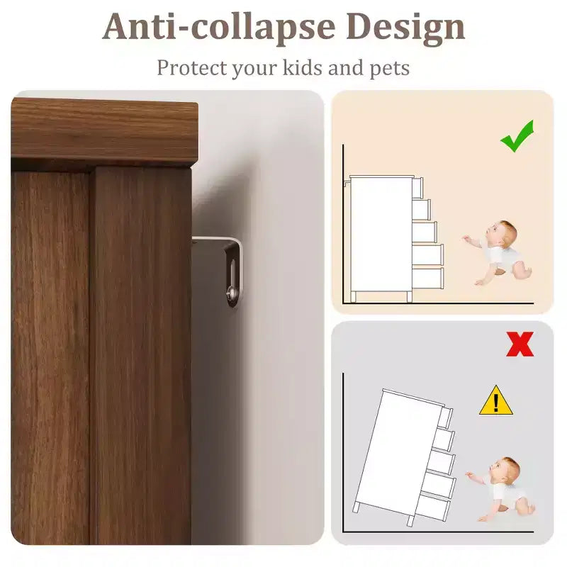 Cassettiera a 5 cassetti, Comò moderno in legno per camera da letto con cassetti contenitori, Mobile TV in stile rustico per soggiorno, camera da letto, corridoio