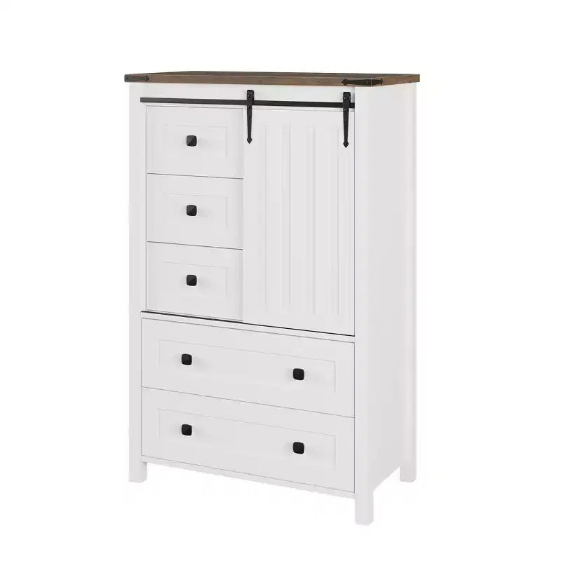 Cassettiera a 5 cassetti, Comò moderno in legno per camera da letto con cassetti contenitori, Mobile TV in stile rustico per soggiorno, camera da letto, corridoio