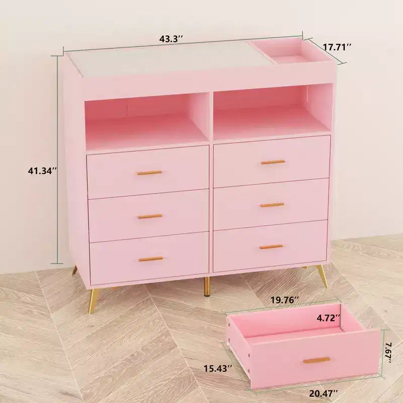 Mobile contenitore con cassetti, cassettiera fasciatoio, presa di corrente, con luce e gambe in metallo, adatto per soggiorno, camera da letto e cameretta per neonati
