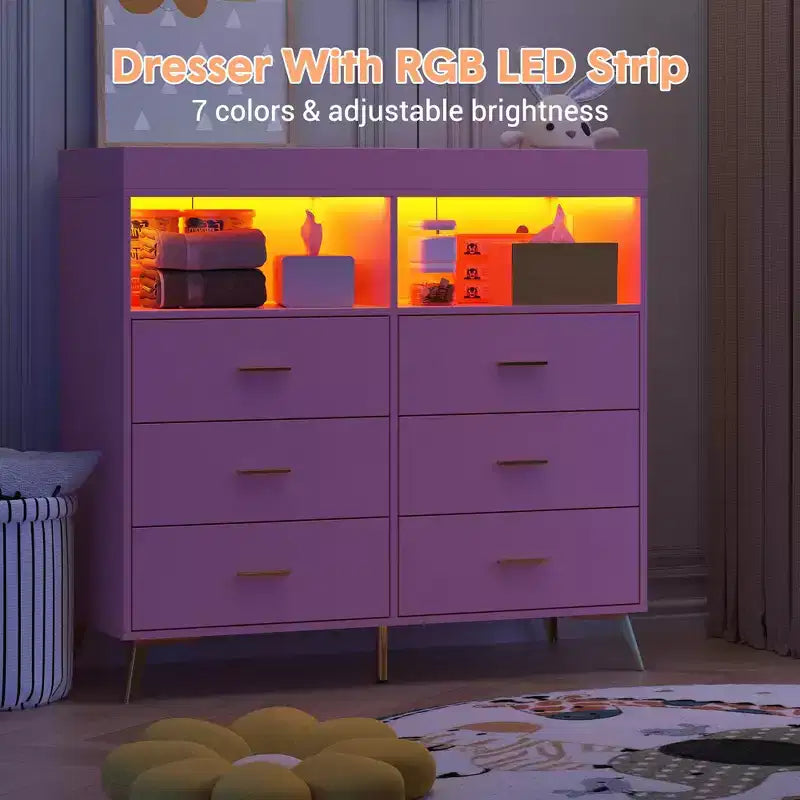 Mobile contenitore con cassetti, cassettiera fasciatoio, presa di corrente, con luce e gambe in metallo, adatto per soggiorno, camera da letto e cameretta per neonati