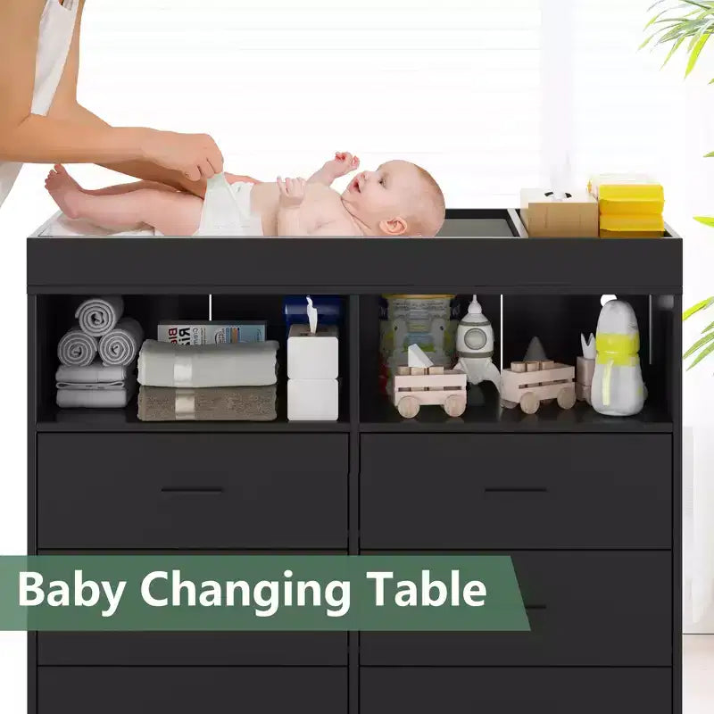 Mobile contenitore con cassetti, cassettiera fasciatoio, presa di corrente, con luce e gambe in metallo, adatto per soggiorno, camera da letto e cameretta per neonati