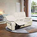 Power Reclining Loveseat, Electric 2-Seat Breathable Leather Recliner with Storage & Cup Holders for Living Room, White