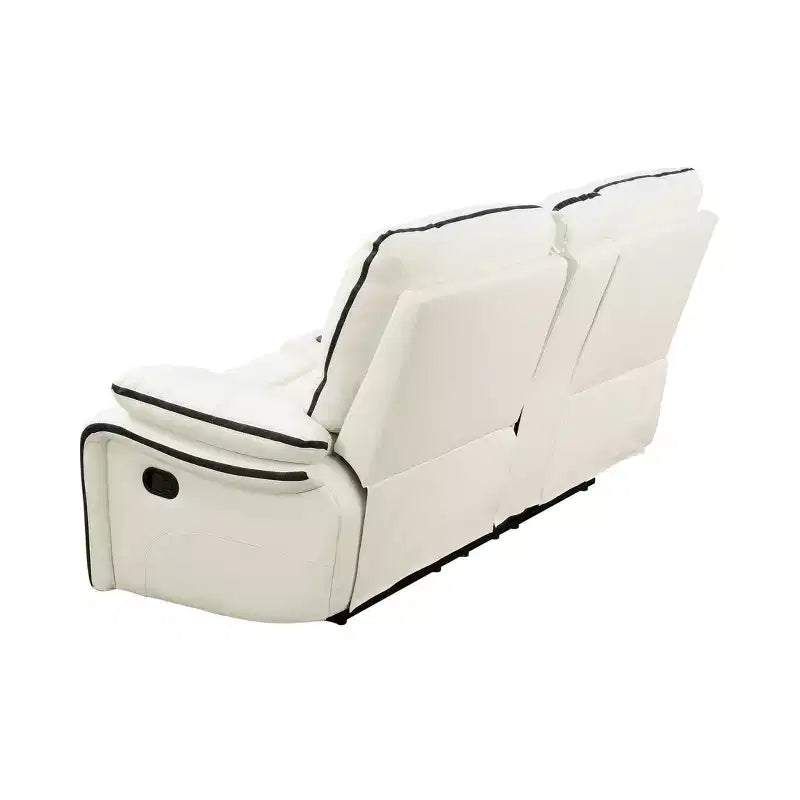 Divanetto Reclinabile Elettrico, Poltrona Reclinabile Elettrica a 2 Posti in Pelle Traspirante con Contenitore e Portabicchieri per Soggiorno, Bianco