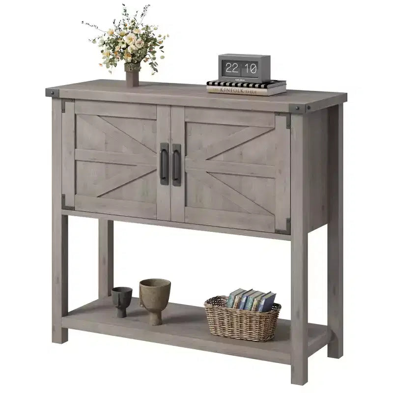 31.5 Farmhouse Console Table 2-Door Entryway Sofa Table with Open Shelf for Living Room/Kitchen/Bedroom
