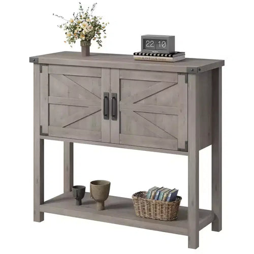 31.5 Farmhouse Console Table 2-Door Entryway Sofa Table with Open Shelf for Living Room/Kitchen/Bedroom