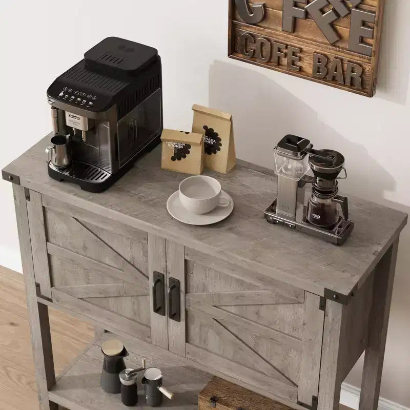 Tavolo consolle da fattoria da 80 cm con 2 ante e ripiano aperto per soggiorno/cucina/camera da letto