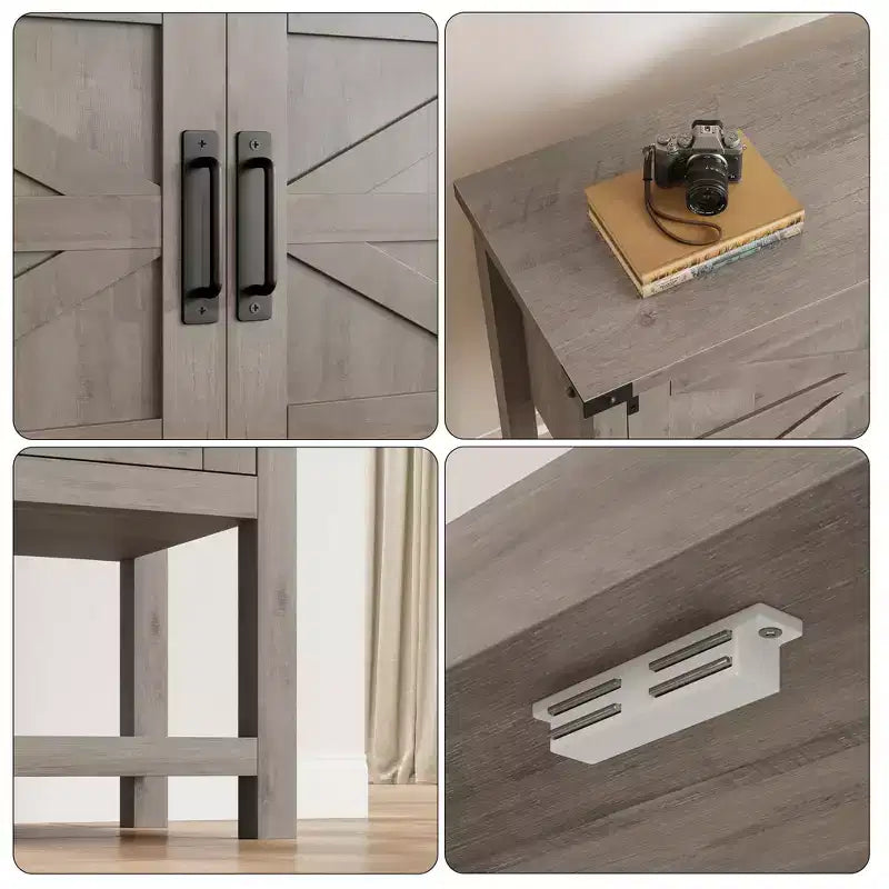 Tavolo consolle da fattoria da 80 cm con 2 ante e ripiano aperto per soggiorno/cucina/camera da letto