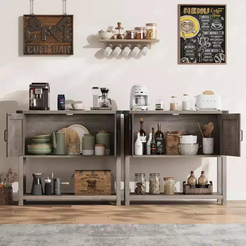 Tavolo consolle da fattoria da 80 cm con 2 ante e ripiano aperto per soggiorno/cucina/camera da letto