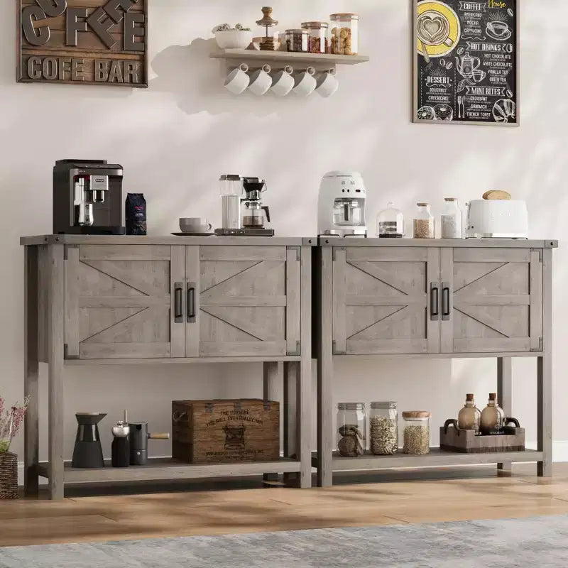 Tavolo consolle da fattoria da 80 cm con 2 ante e ripiano aperto per soggiorno/cucina/camera da letto