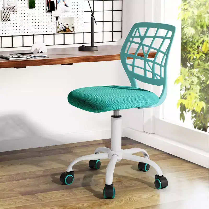 Sedia da Scrivania, Sedia Girevole da Ufficio Regolabile per Computer con Schienale in Plastica e Sedile Imbottito, Sedia Girevole con Ruote, Verde