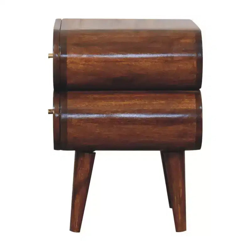 Comodino a due cassetti in legno massello di castagno, 20 pollici