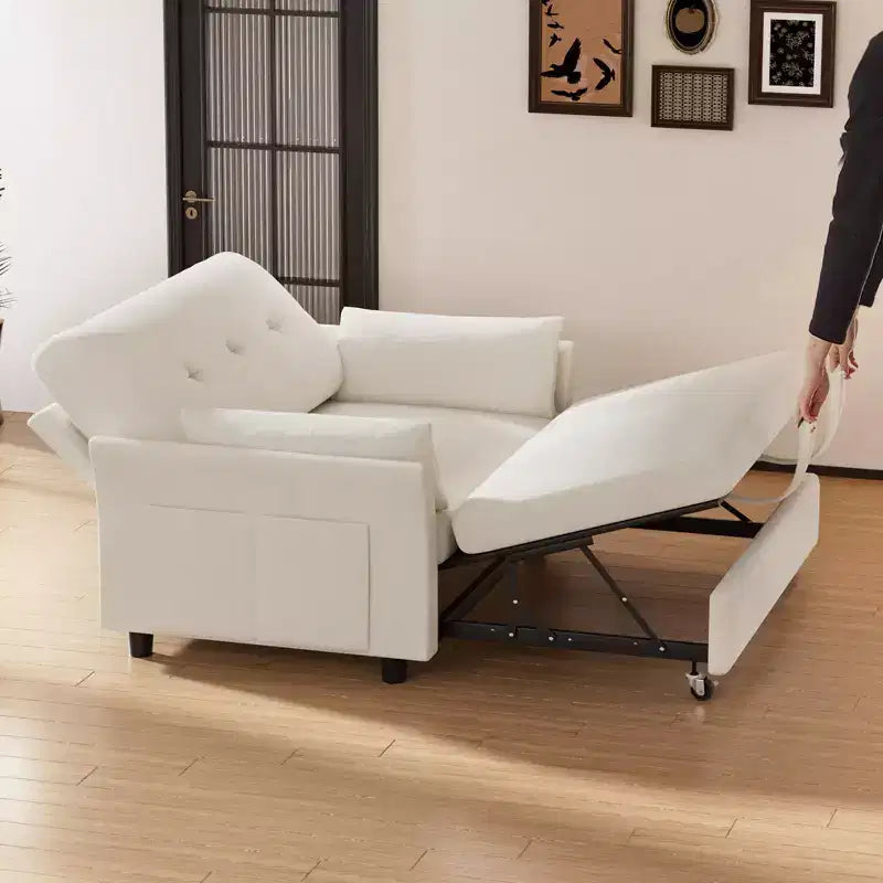 Divano Letto in ciniglia, divano a due posti estraibile 3 in 1 con schienale reclinabile in 5 posizioni, tasca laterale e montaggio senza attrezzi