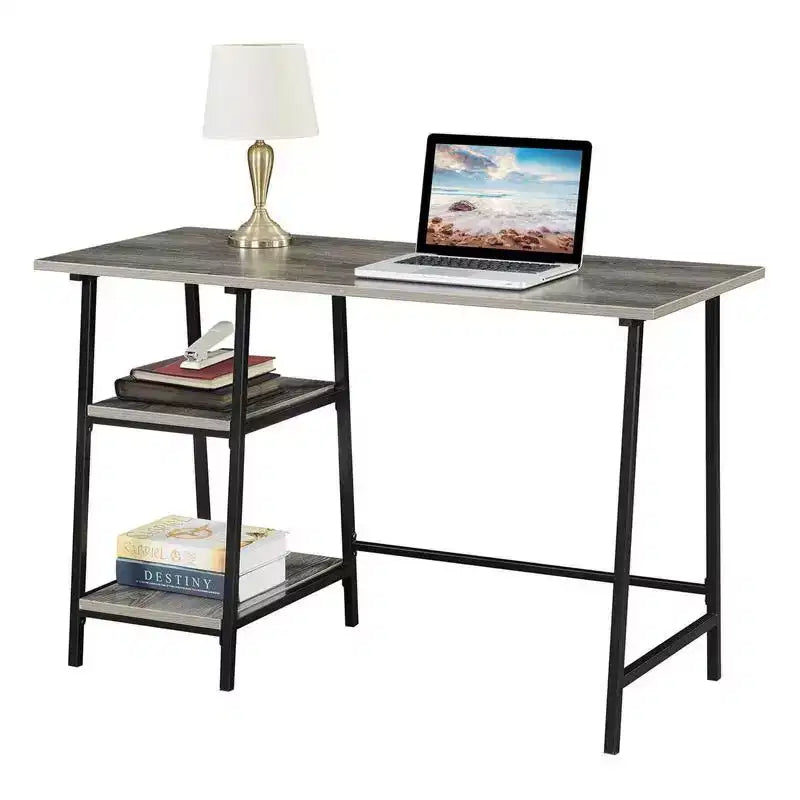 Scrivanie per computer in legno composito nere alte 28 pollici con cassetto multiuso