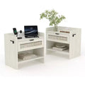 Wicker Nightstand with Type-C Charging Station, Boho Bedside Table with Drawer and Open Compartment for Bedroom