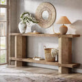 71-Inch Long Console Table for Entryway, Wooden Sofa Table Behind Couch, for Living Room, Hallway, Foyer, Burlywood