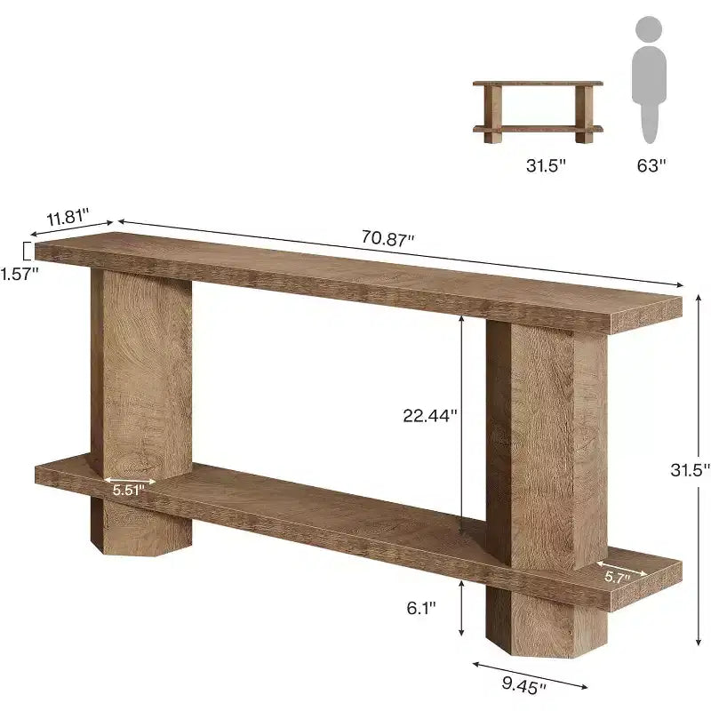 Tavolo Consolle Lungo 180cm per Ingresso, Tavolo da Divano in Legno da Mettere Dietro al Divano, per Soggiorno, Corridoio, Foyer, Burlywood