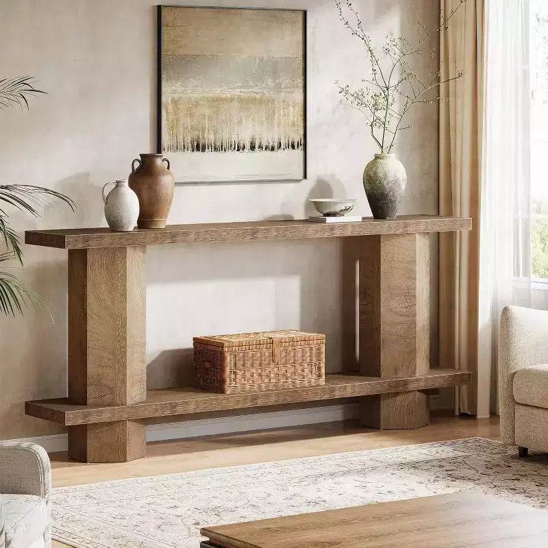 Tavolo Consolle Lungo 180cm per Ingresso, Tavolo da Divano in Legno da Mettere Dietro al Divano, per Soggiorno, Corridoio, Foyer, Burlywood
