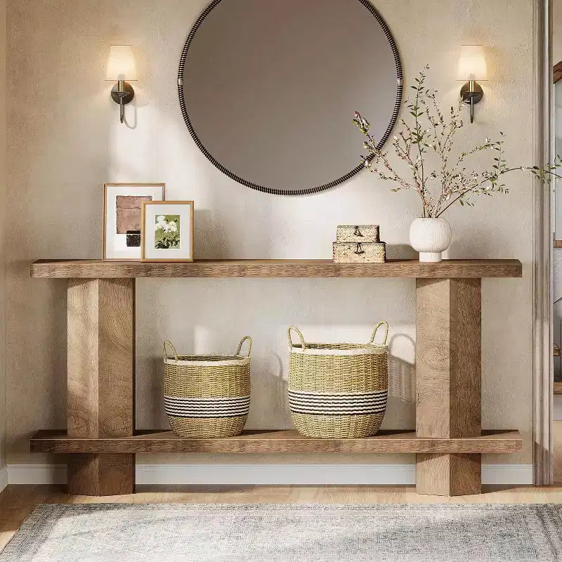Tavolo Consolle Lungo 180cm per Ingresso, Tavolo da Divano in Legno da Mettere Dietro al Divano, per Soggiorno, Corridoio, Foyer, Burlywood