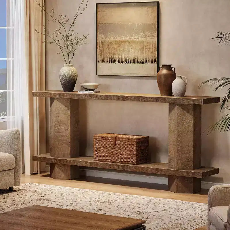 Tavolo Consolle Lungo 180cm per Ingresso, Tavolo da Divano in Legno da Mettere Dietro al Divano, per Soggiorno, Corridoio, Foyer, Burlywood
