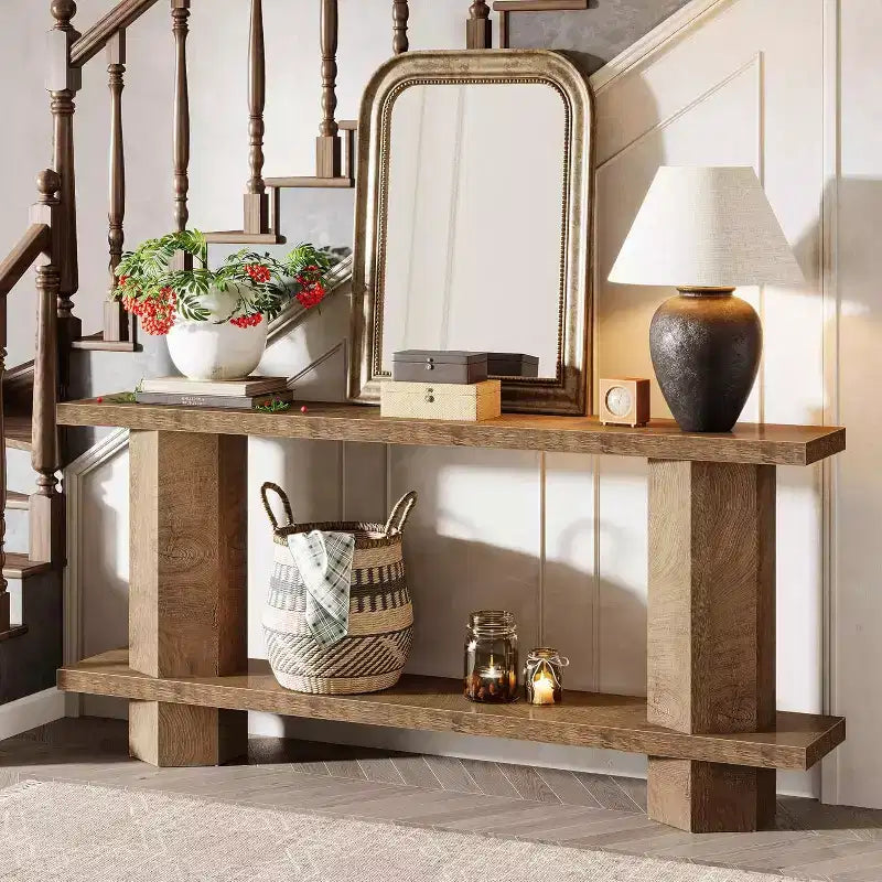 Tavolo Consolle Lungo 180cm per Ingresso, Tavolo da Divano in Legno da Mettere Dietro al Divano, per Soggiorno, Corridoio, Foyer, Burlywood
