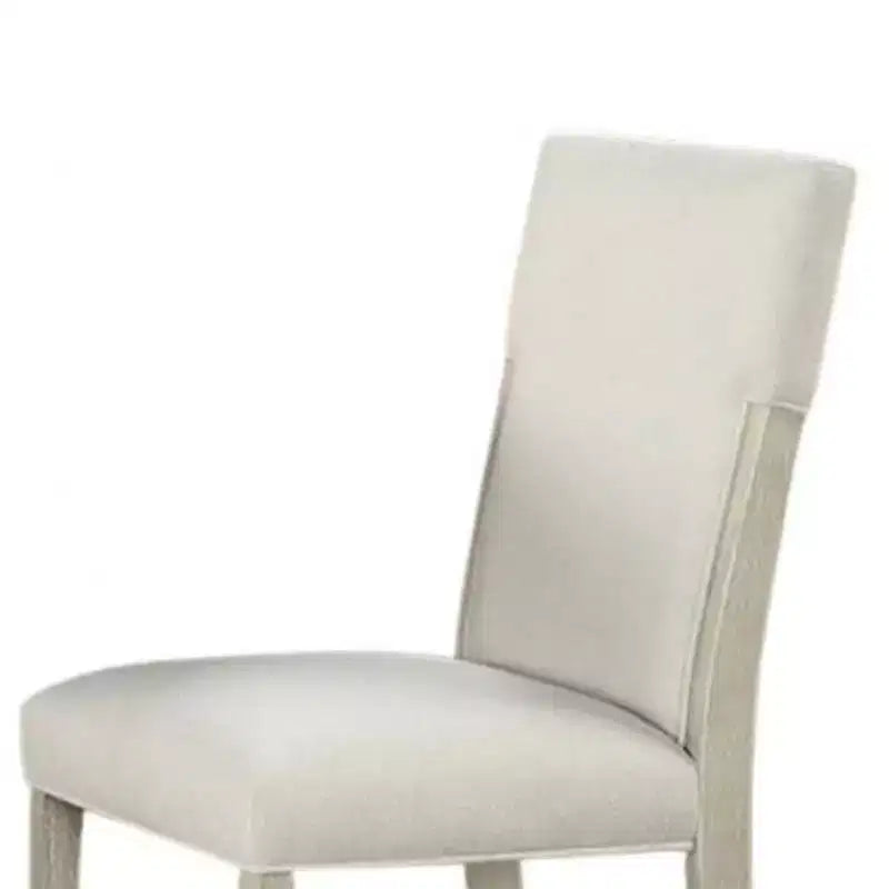 Sedia da pranzo Hampton, legno massello marrone naturale, tessuto bianco tenue