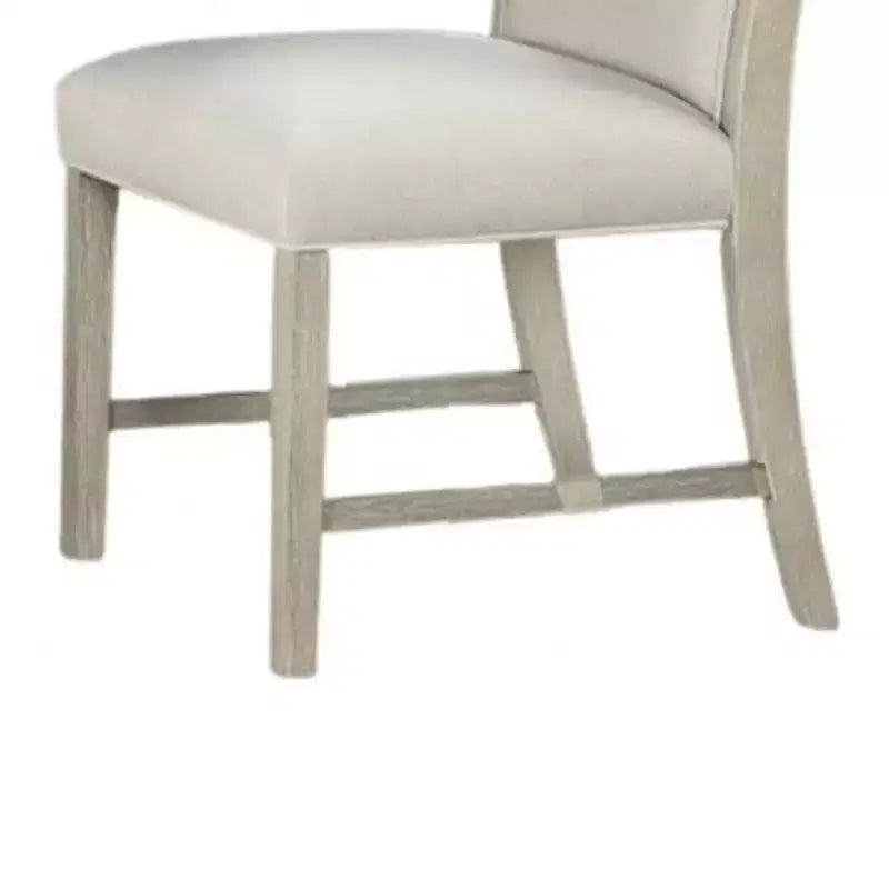 Sedia da pranzo Hampton, legno massello marrone naturale, tessuto bianco tenue