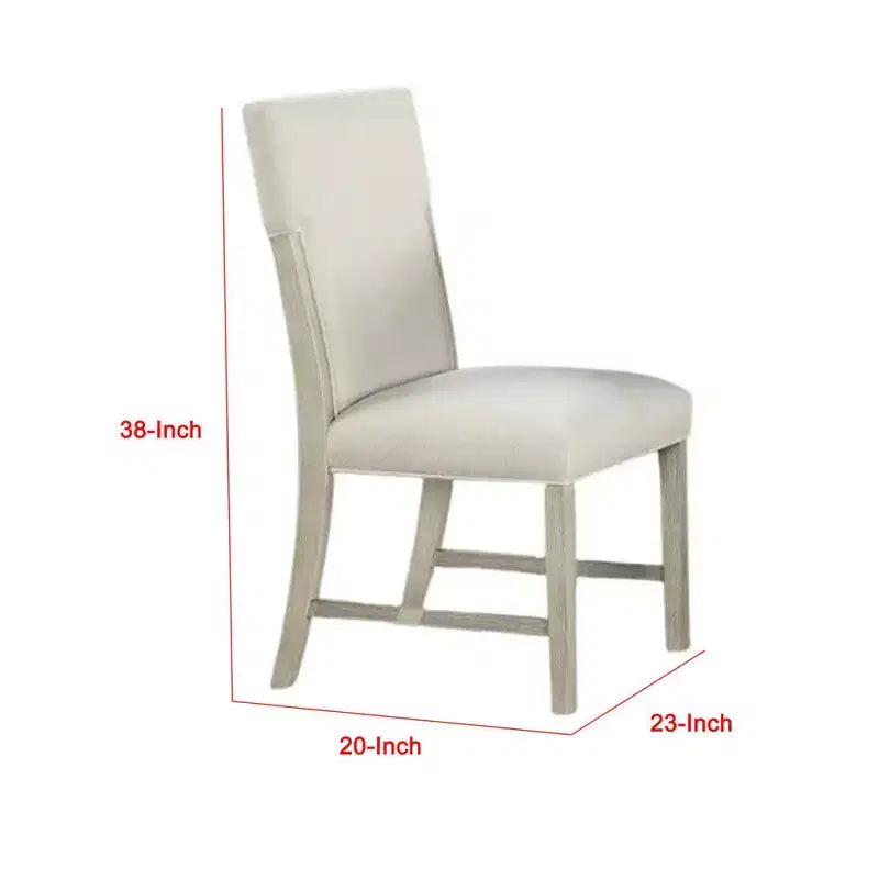 Sedia da pranzo Hampton, legno massello marrone naturale, tessuto bianco tenue