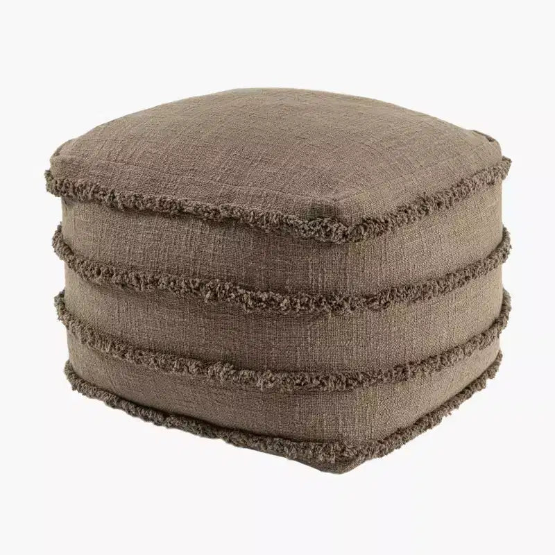 18 Brown Cotton Striped Pouf Ottoman