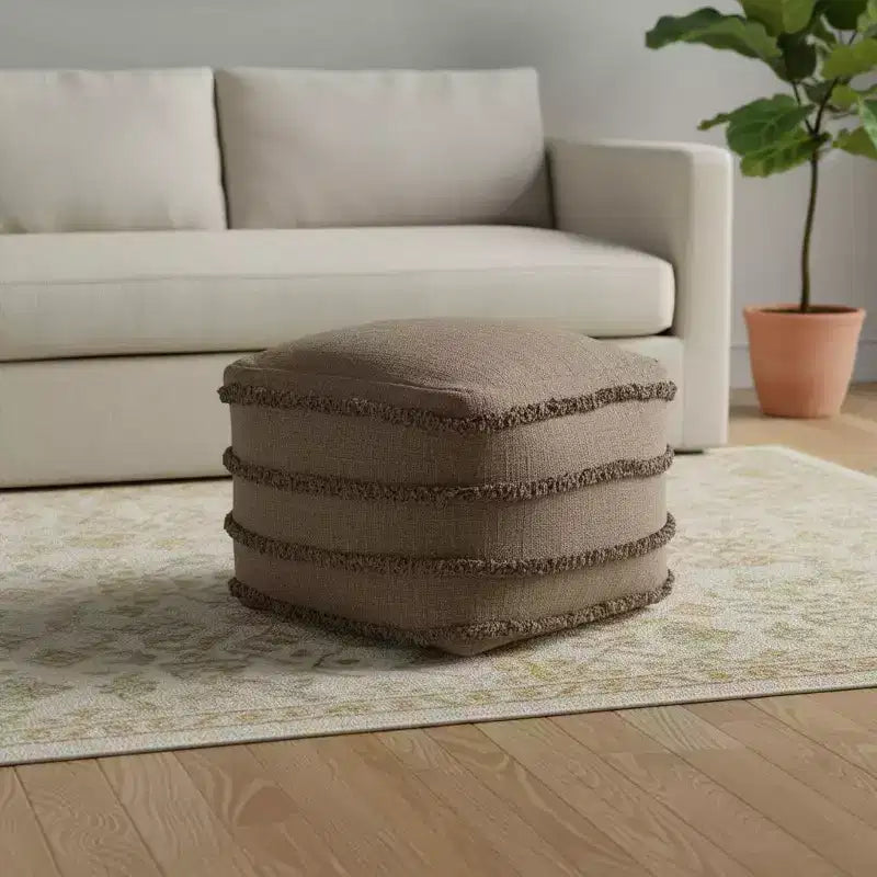 Pouf/Ottoman a righe in cotone marrone (18)