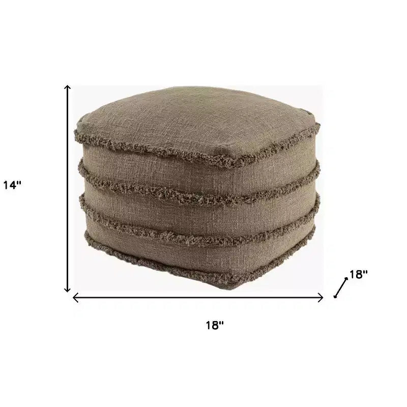 Pouf/Ottoman a righe in cotone marrone (18)