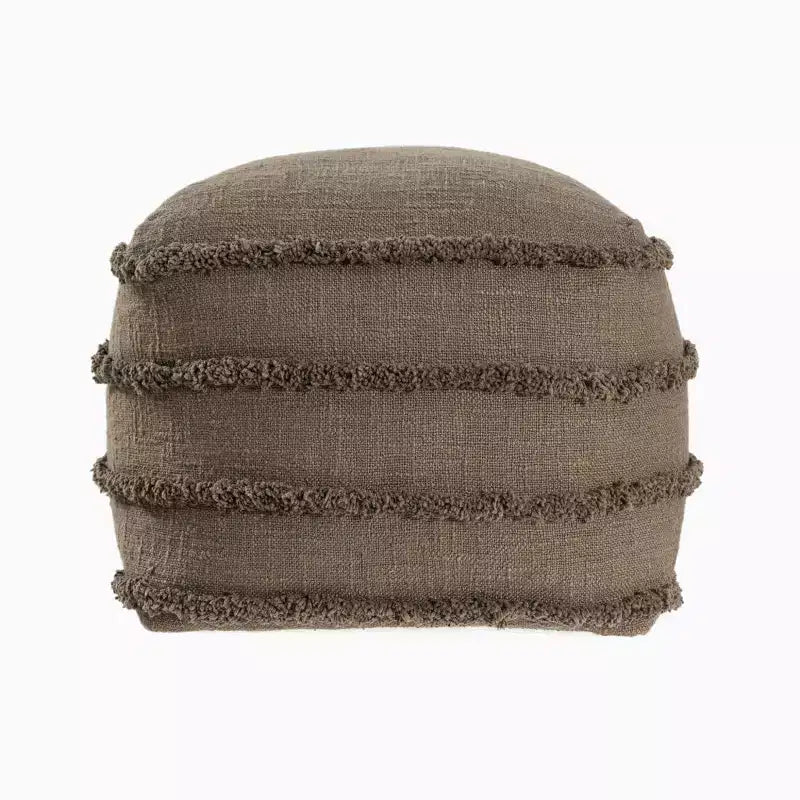 Pouf/Ottoman a righe in cotone marrone (18)