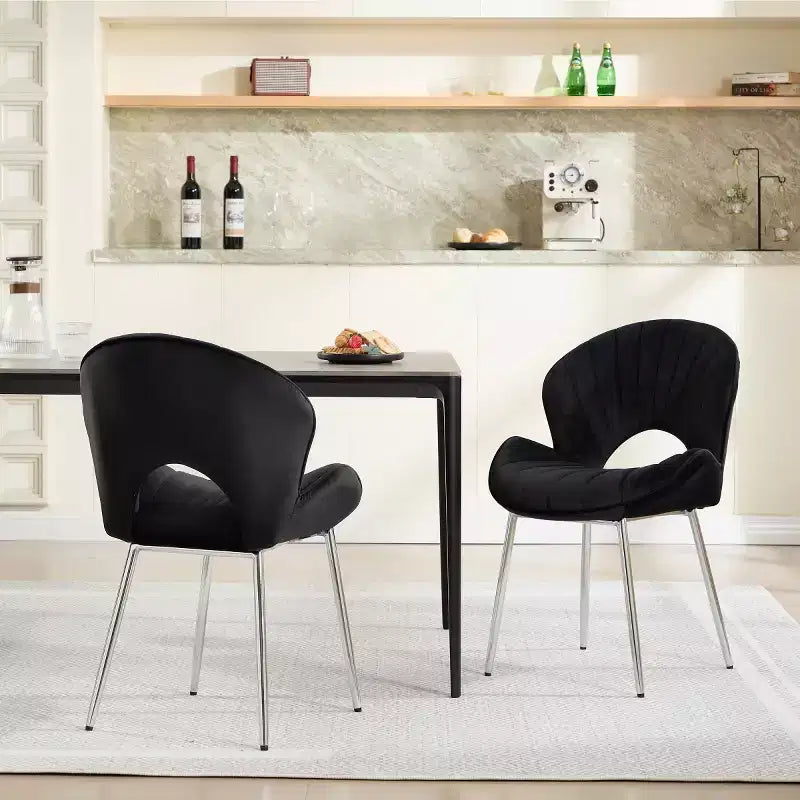 Sedie da pranzo moderne imbottite con schienale curvo e gambe in metallo, sedie da pranzo senza braccioli per sala da pranzo o cucina-Panipeachy