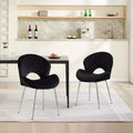 Set of 2 Modern Upholstered Dining Chairs With Curved Backrest and Metal Legs, Armless Dining Chairs for Dining Room or Kitchen-Panipeachy