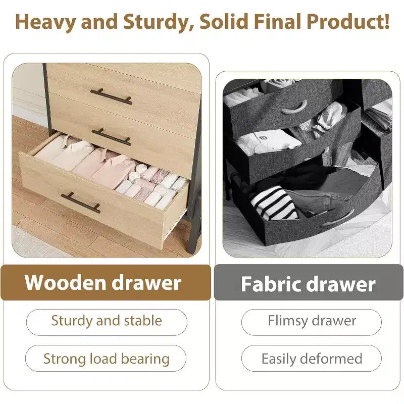 Acekool Comodino alto a 4 cassetti, mobile con contenitore da 38,6", cassettiera moderna in legno per camera da letto, soggiorno, ingresso, rovere naturale + nero