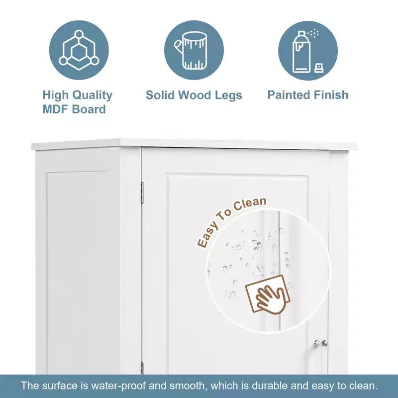 Mobiletto alto da bagno indipendente con 2 cassetti e ripiano regolabile in MDF verniciato bianco