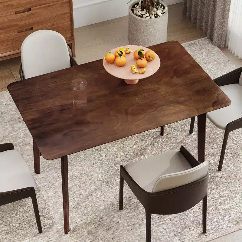 Tavolo da pranzo rettangolare da 120 cm per 4 persone, tavolo da cucina moderno di metà secolo con gambe in legno di caucciù per sala da pranzo