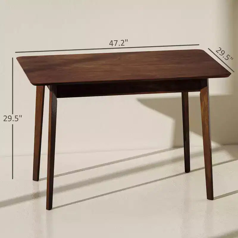 Tavolo da pranzo rettangolare da 120 cm per 4 persone, tavolo da cucina moderno di metà secolo con gambe in legno di caucciù per sala da pranzo