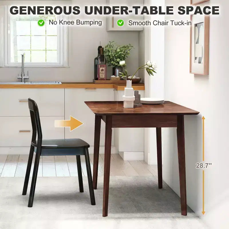 Tavolo da pranzo rettangolare da 120 cm per 4 persone, tavolo da cucina moderno di metà secolo con gambe in legno di caucciù per sala da pranzo