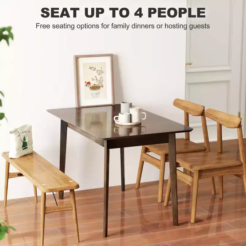 Tavolo da pranzo rettangolare da 120 cm per 4 persone, tavolo da cucina moderno di metà secolo con gambe in legno di caucciù per sala da pranzo