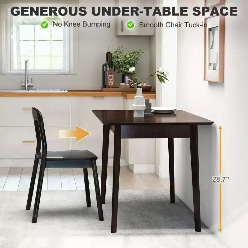 Tavolo da pranzo rettangolare da 120 cm per 4 persone, tavolo da cucina moderno di metà secolo con gambe in legno di caucciù per sala da pranzo