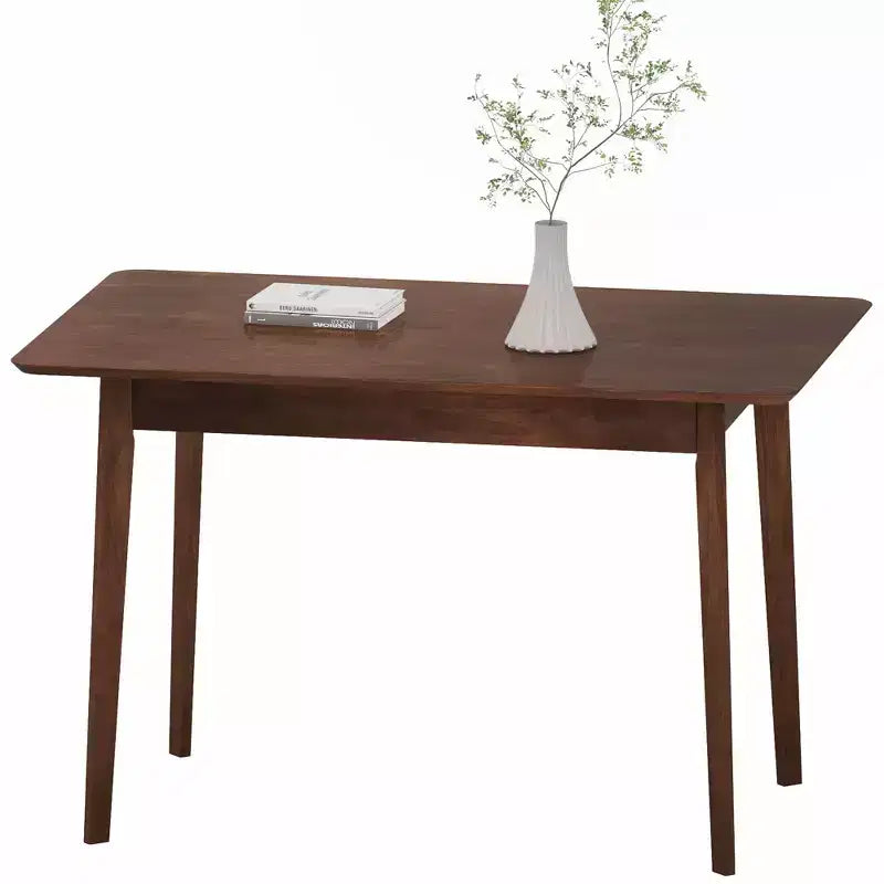 Tavolo da pranzo rettangolare da 120 cm per 4 persone, tavolo da cucina moderno di metà secolo con gambe in legno di caucciù per sala da pranzo