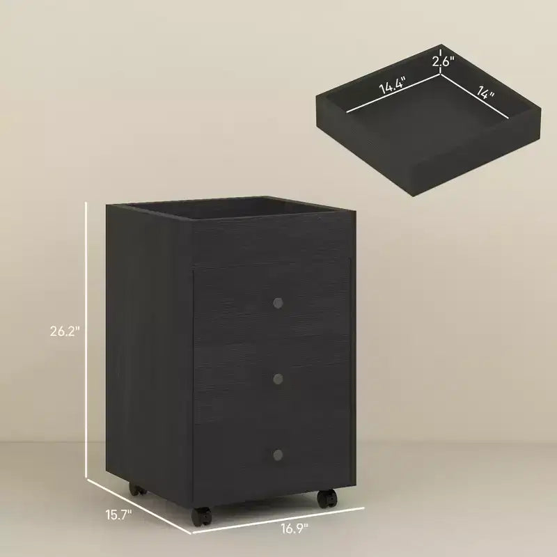 Cassettiera portadocumenti a 3 cassetti su ruote, mobiletto portaoggetti per ufficio, per casa, con vassoio superiore, supporto per stampante sotto la scrivania
