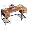 47/55 Computer Desk with 4 Fabric Drawers & Dual Mesh Shelves,Writing Desk for Home Office Work Studying Room,Gaming Room,Brown